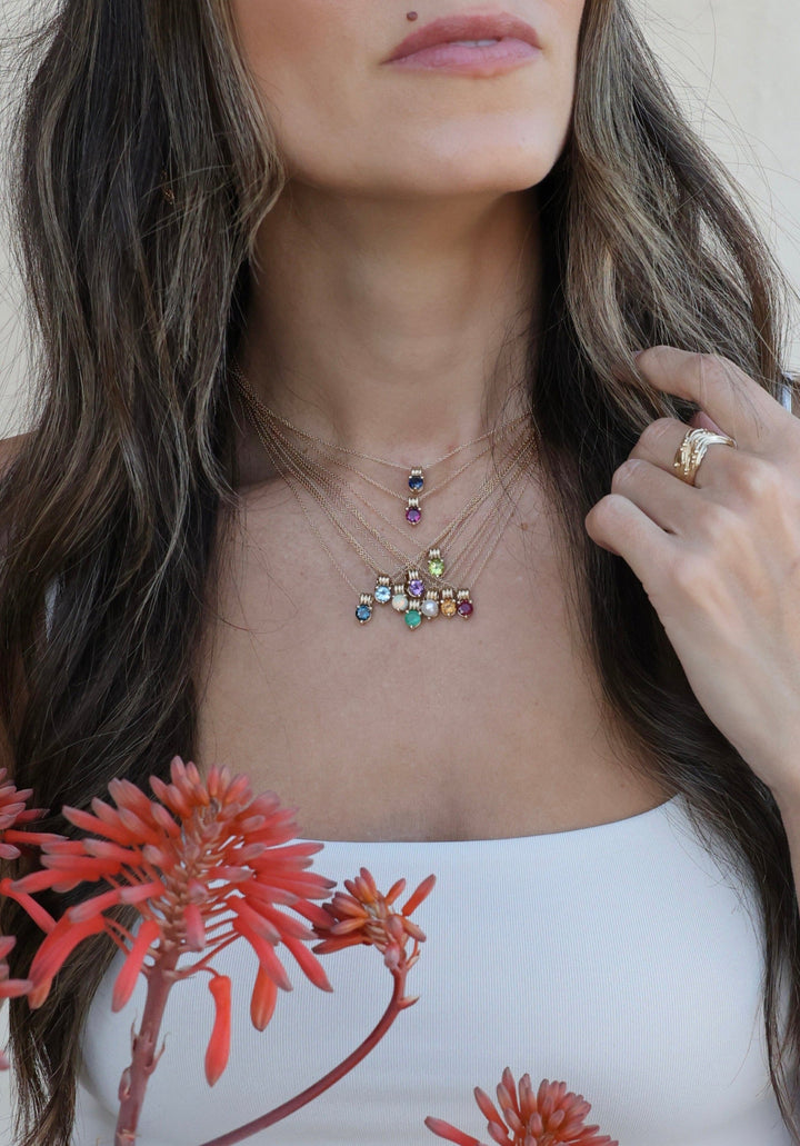 Birthstone Triple Orbit Necklace Bayou with Love
