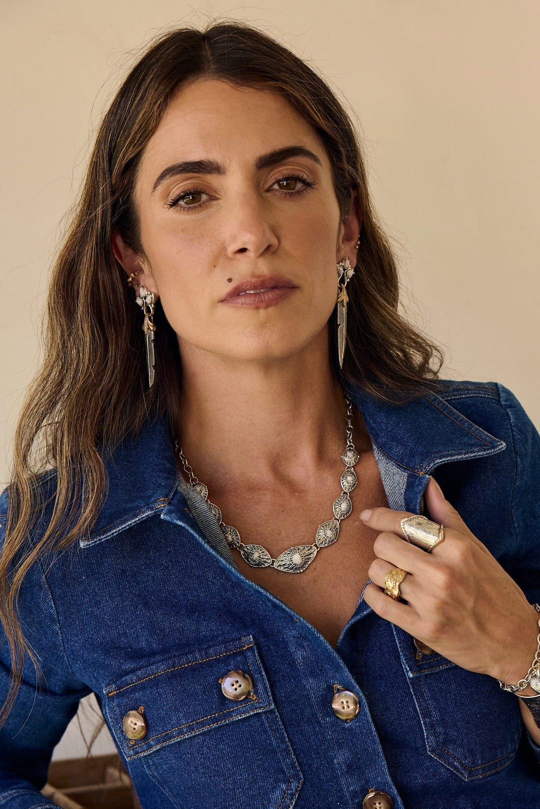 Feather Diamond + Magnesite Earrings Jewelry Bayou with Love