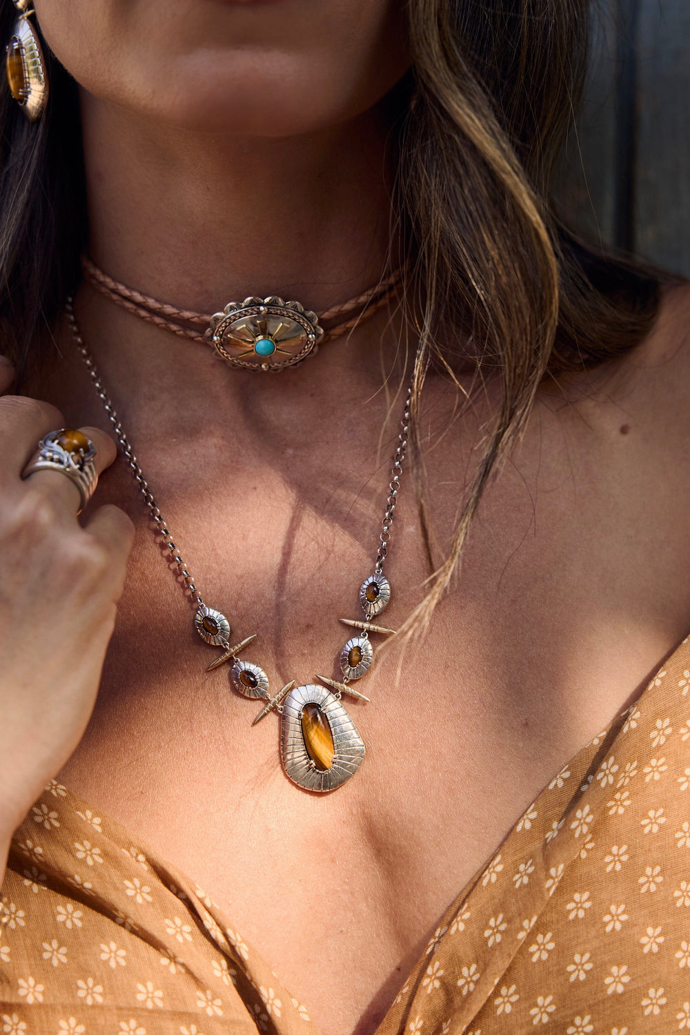 Large Limpet Tiger Eye Necklace Jewelry Bayou with Love