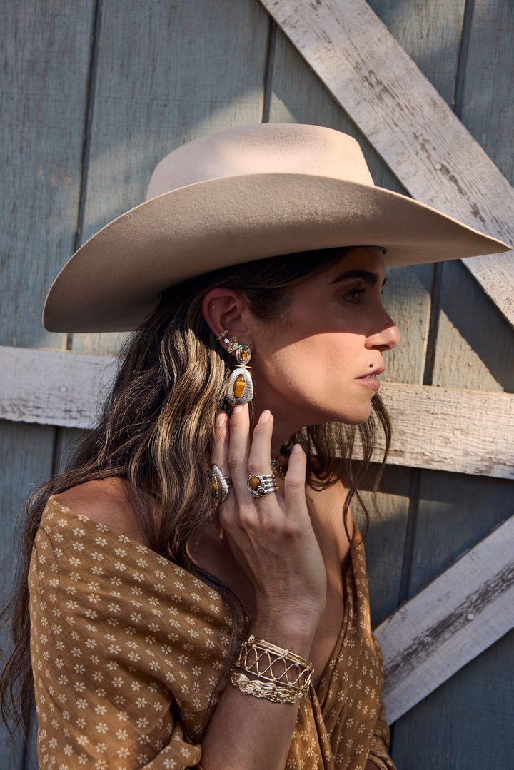 Limpet Tiger Eye Drop Earrings Jewelry Bayou with Love