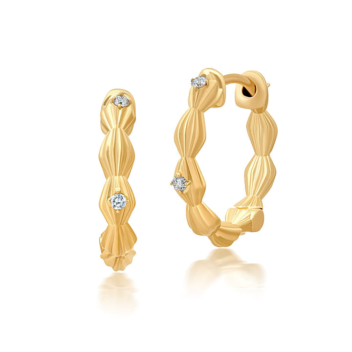 Diamond Harp Shell Hoops or Huggies earrings Bayou with Love