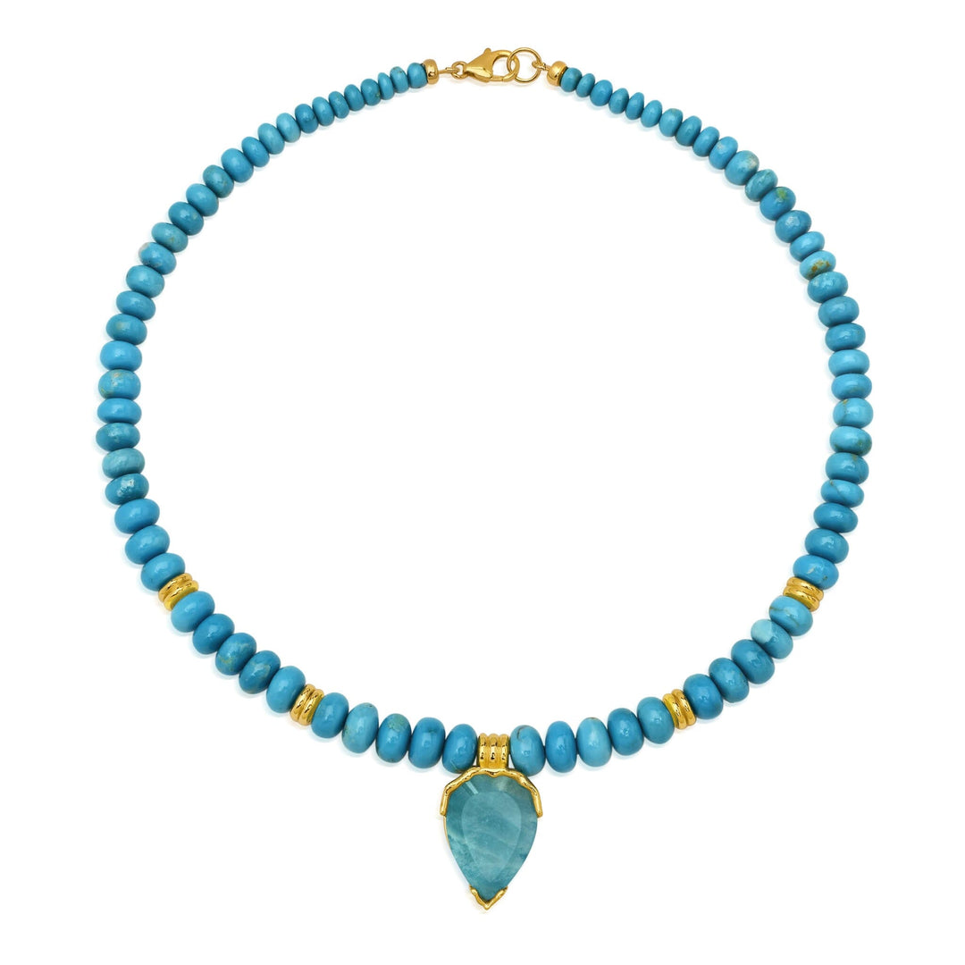 Turquoise + Aquamarine Triple Orbit Necklace Jewelry Bayou with Love