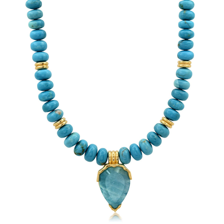 Turquoise + Aquamarine Triple Orbit Necklace Jewelry Bayou with Love Turquoise + Aquamarine Drop Triple Orbit Necklace