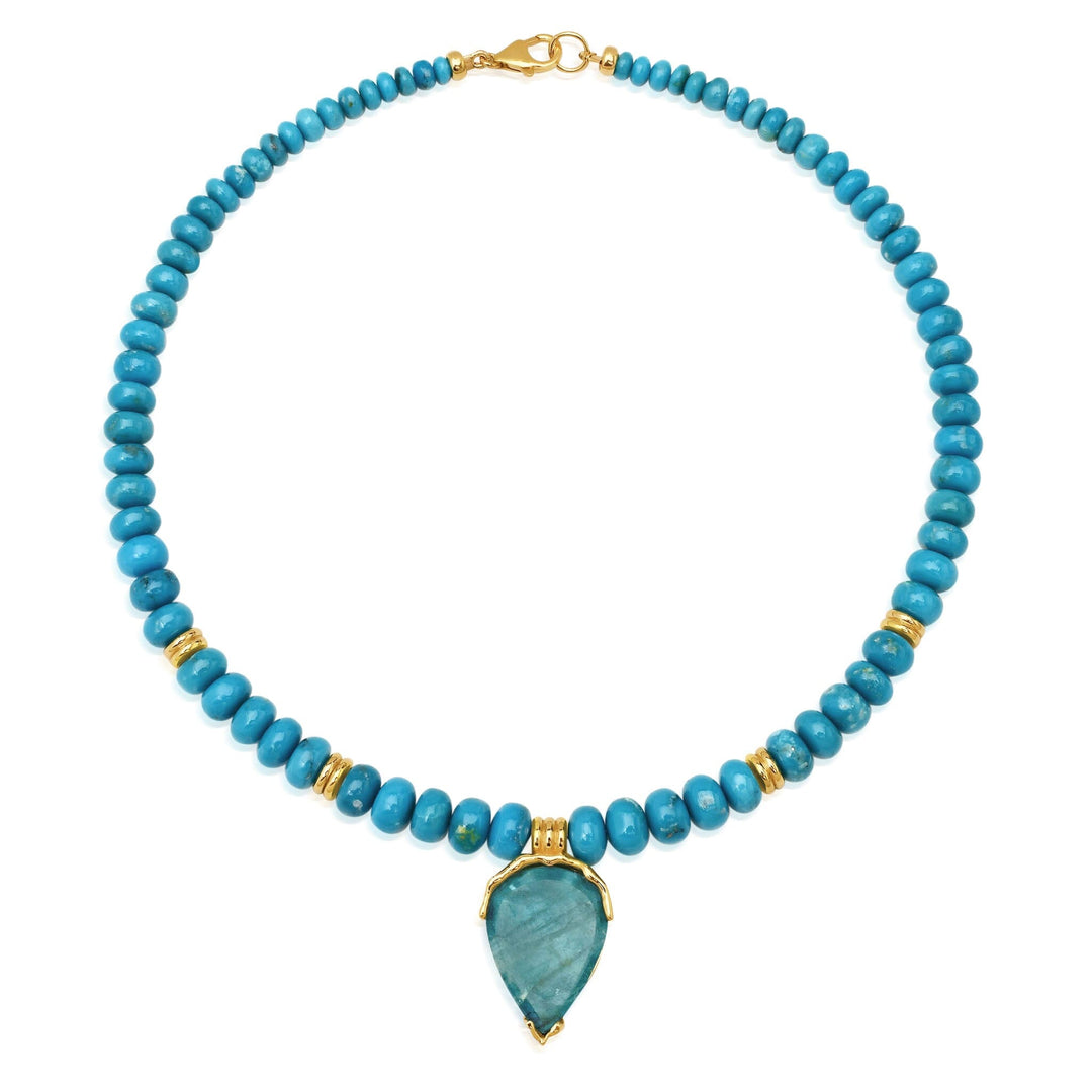 Turquoise + Aquamarine Triple Orbit Necklace Jewelry Bayou with Love