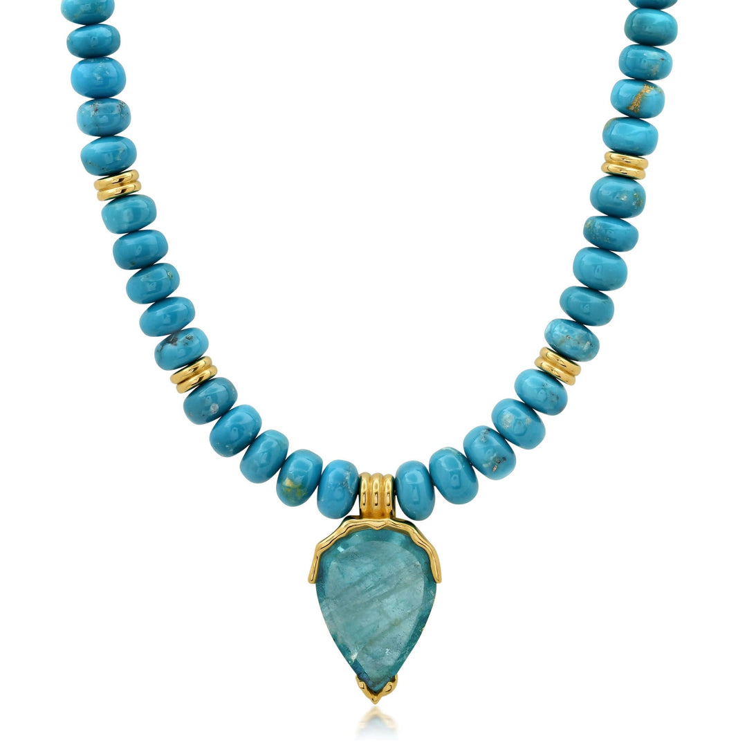Turquoise + Aquamarine Triple Orbit Necklace Jewelry Bayou with Love Turquoise + Aquamarine Medium Drop Triple Orbit Necklace
