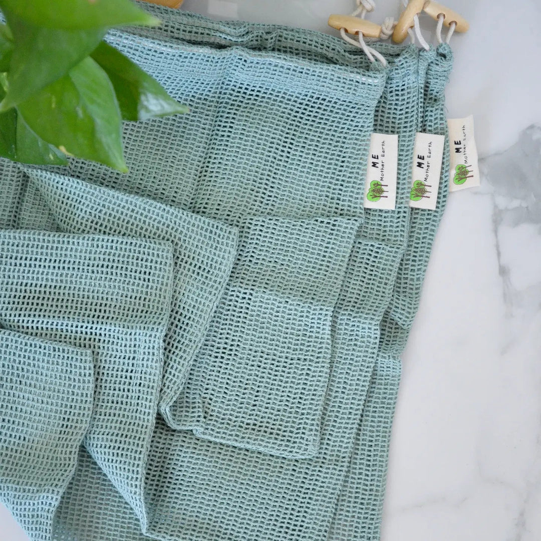Organic Cotton Mesh Produce Bags- 3 Pack Home Me Mother Earth