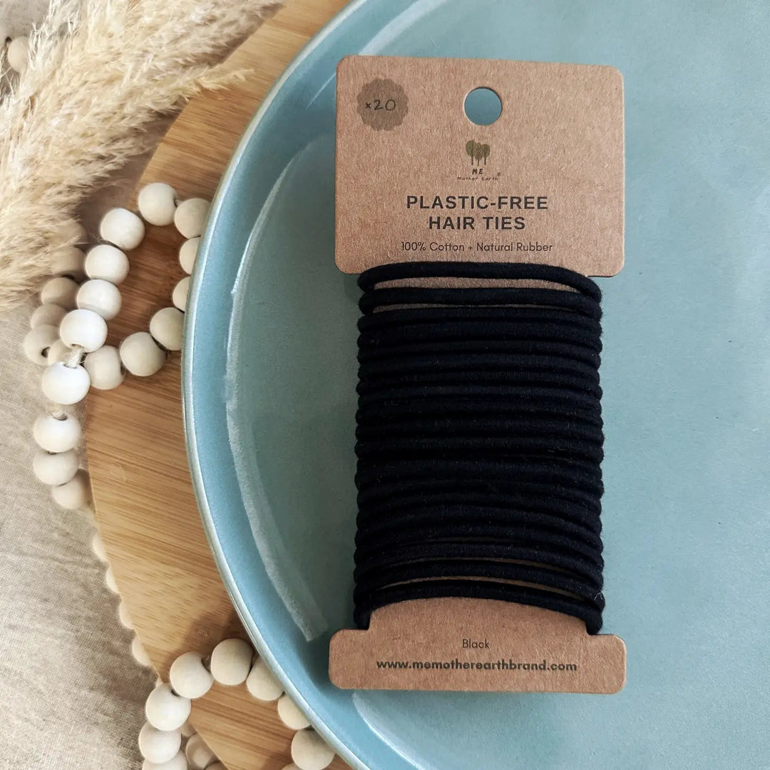 Black Plastic-Free Hair Ties Beauty Me Mother Earth