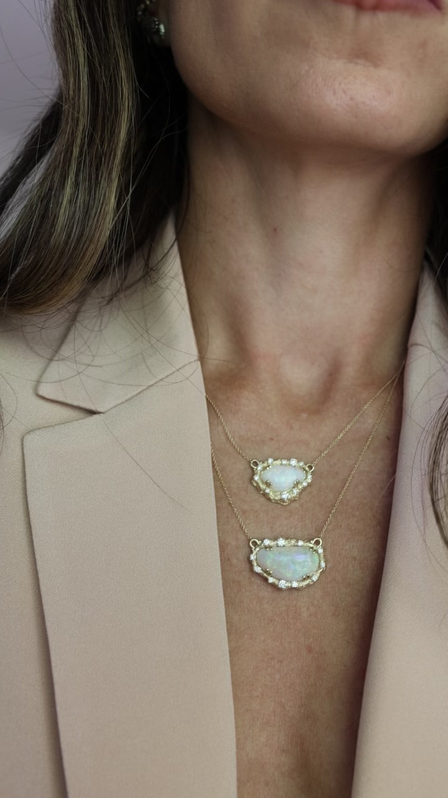 Opal + Diamond Moonscape Necklace