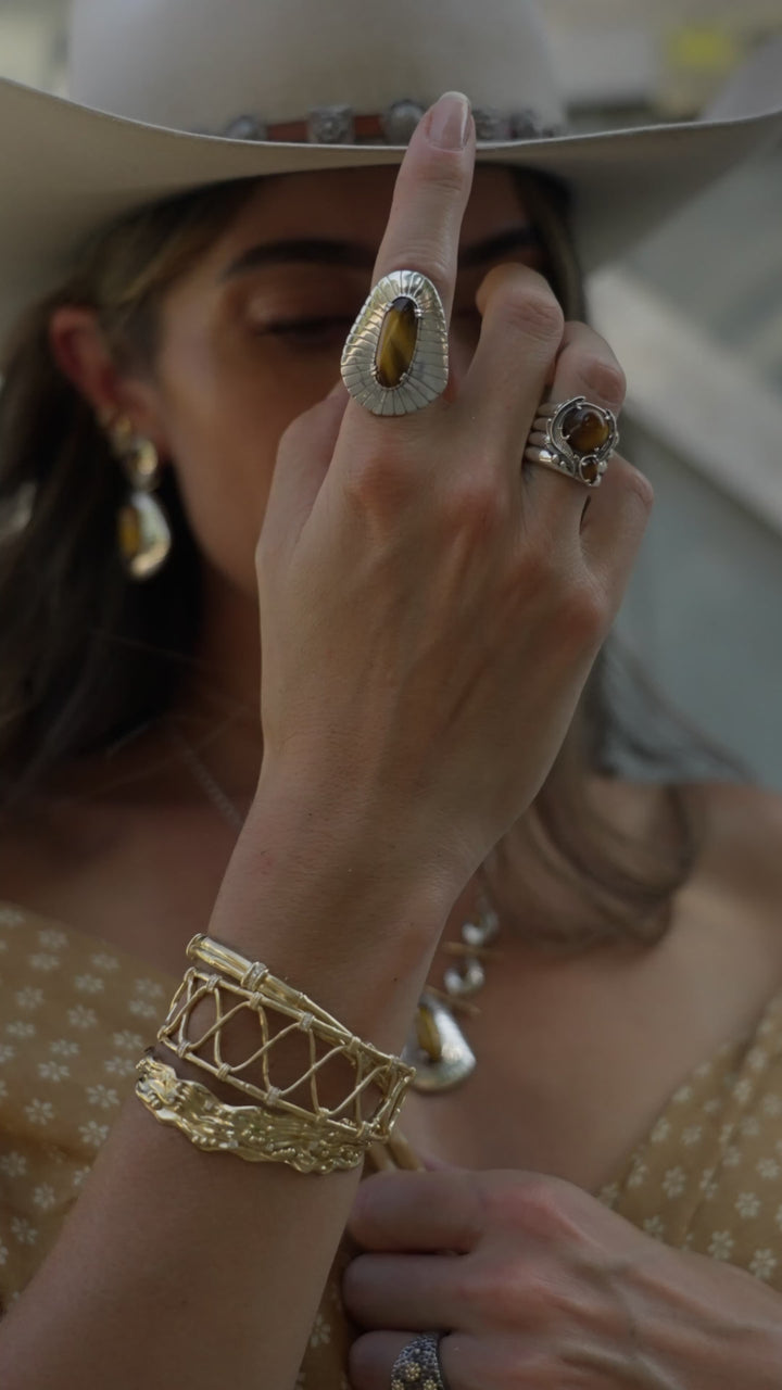 Buckeye Tiger's Eye Ring