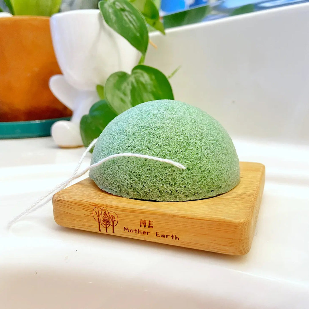 Konjac Sponge Biodegradable Green Tea | Zero Waste Beauty Me Mother Earth