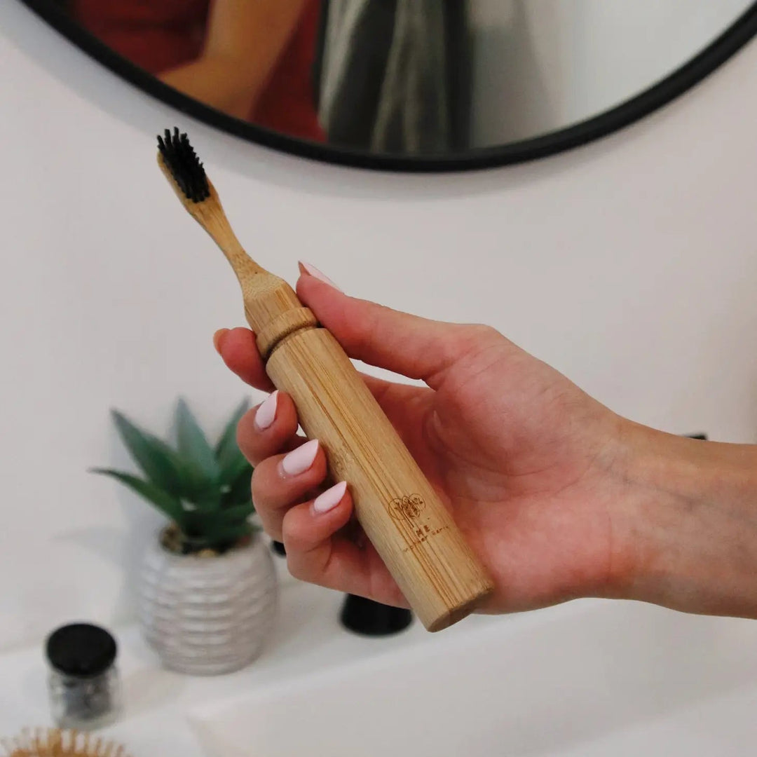 All-in-One Bamboo Travel Toothbrush with Replaceable Head Beauty Me Mother Earth