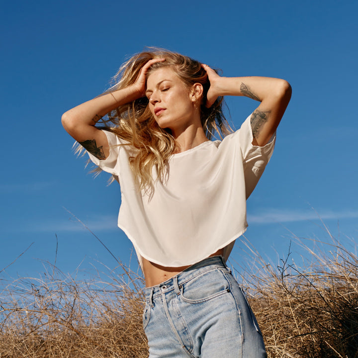 BOXY CUPRO TOP Apparel Bayou with Love