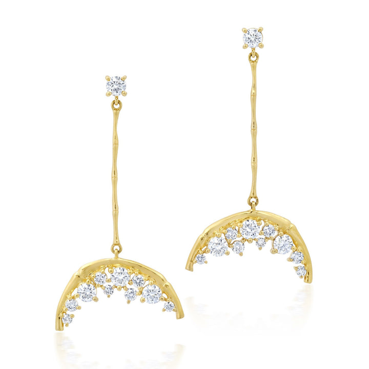 NEW Rattan Diamond Moon Drop Earrings Jewelry Bayou with Love