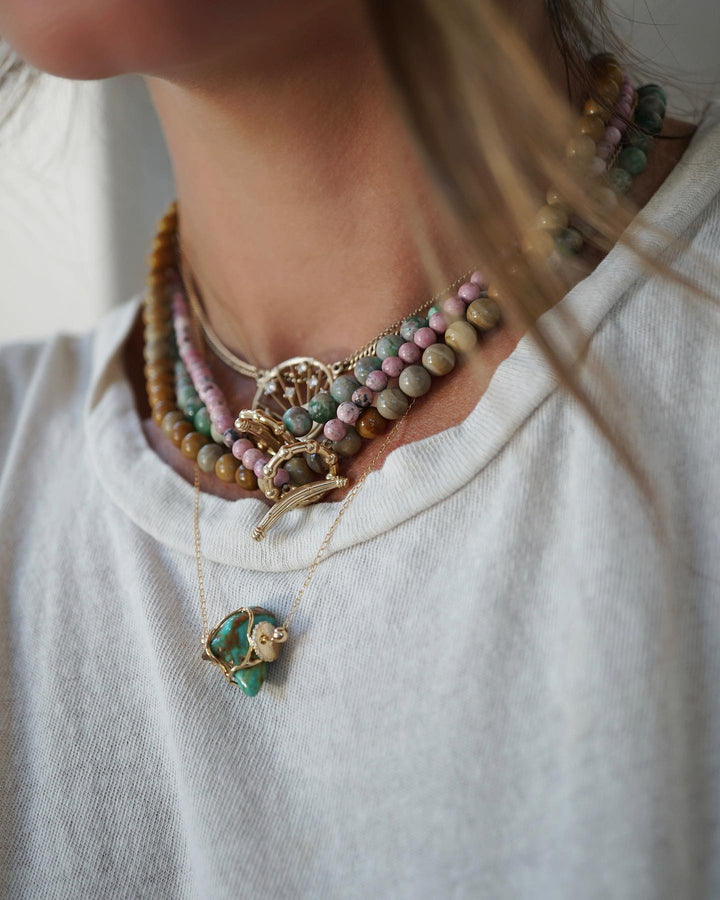 Single Turquoise Rock + Diamond Necklace Jewelry Bayou with Love