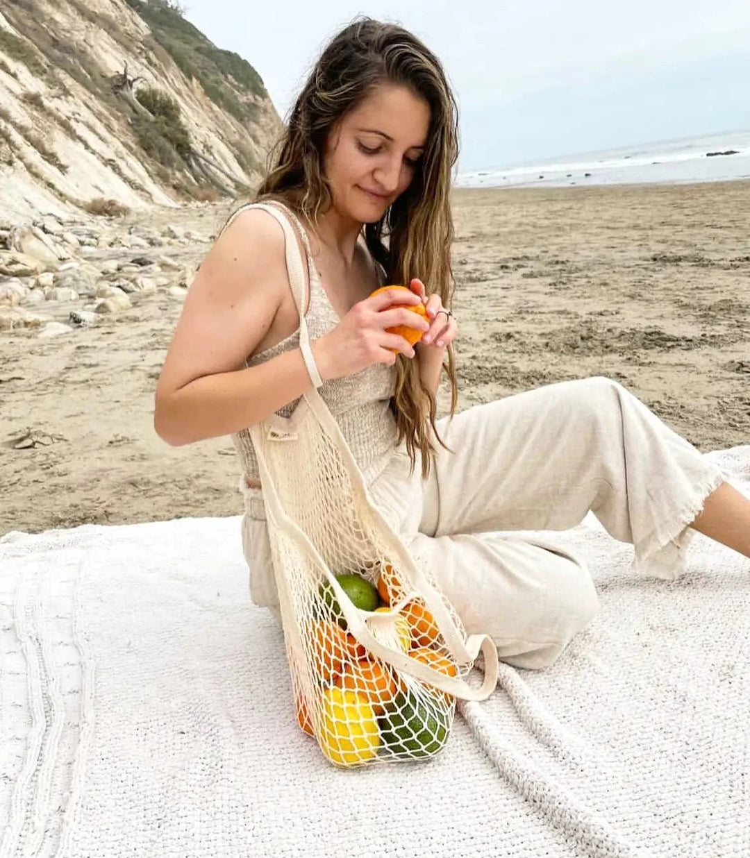 The "One Tripper" HUGE Mesh Market Bag | Zero Waste | Sage Green Beauty Me Mother Earth