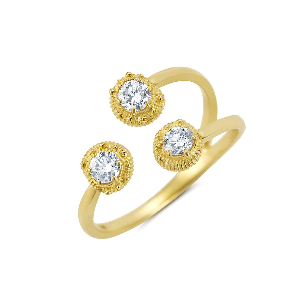 NEW Triple Diamond Moon Ring Jewelry Bayou with Love