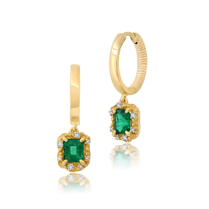 Emerald + Diamond Water Huggies Jewelry Bayou with Love