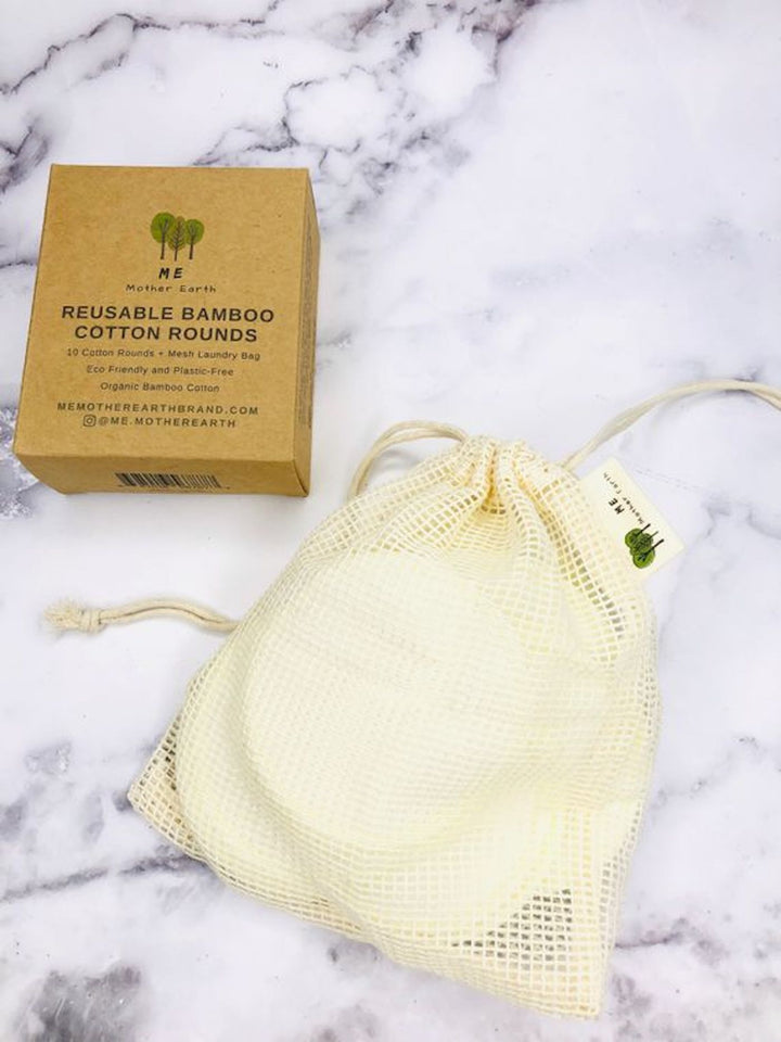 Bamboo cotton rounds 10 Pack with Mesh Cotton Laundry Bag Beauty Me Mother Earth