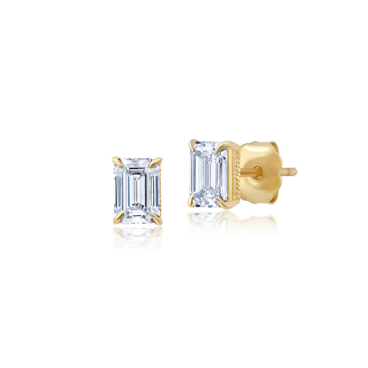 Emerald Cut Diamond Studs Bayou with Love