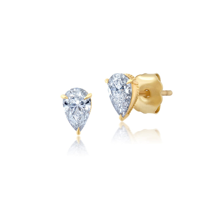 Pear Cut Diamond Studs Bayou with Love
