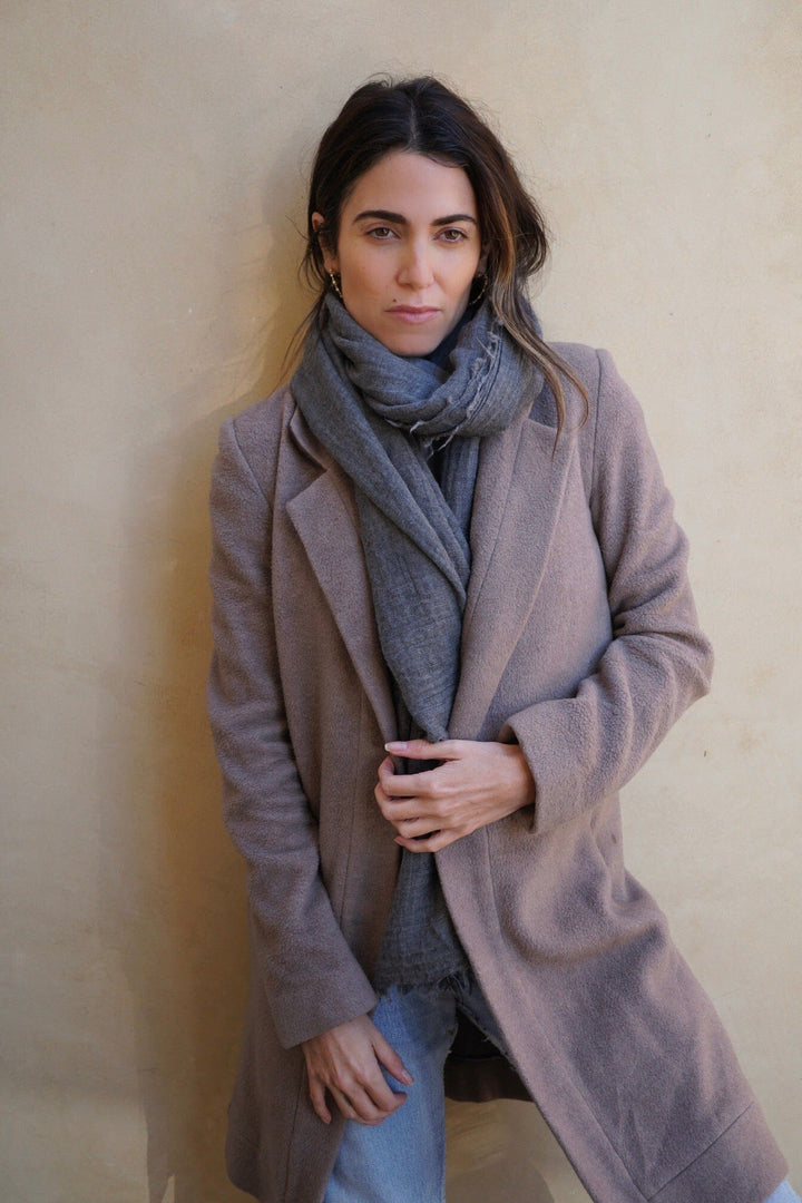 NEW Loom Woven Fine Wool Scarf | Charcoal scarves Bayou with Love