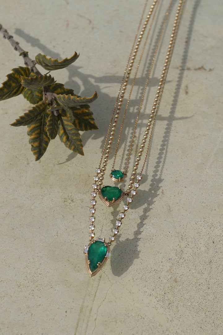 Emerald Heart Beaded Necklace Jewelry Bayou with Love