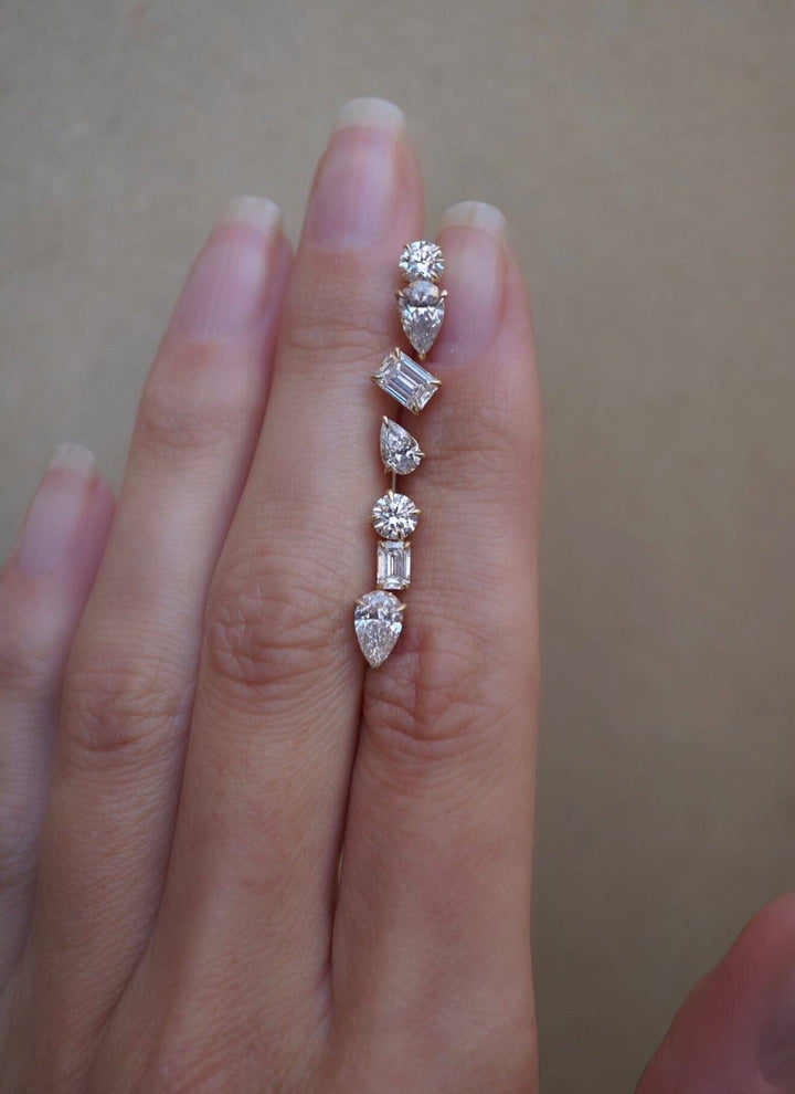 NEW Solitaire Diamond Emerald Studs Bayou with Love