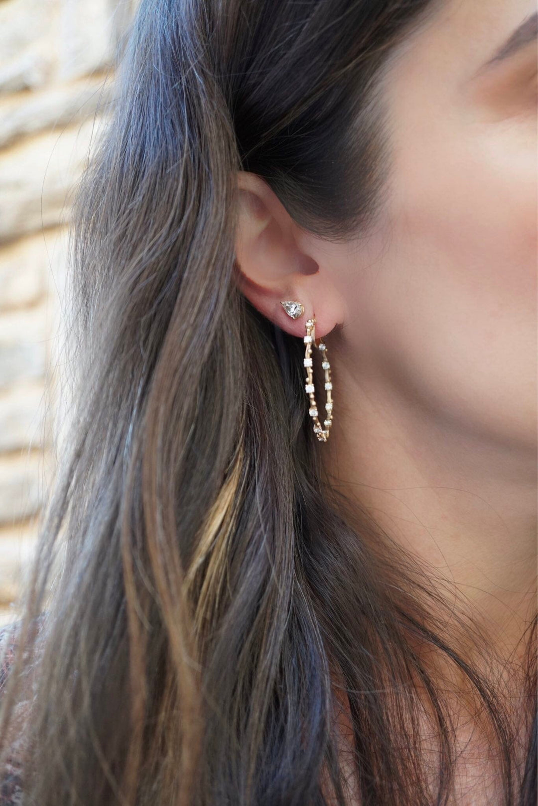 NEW Solitaire Diamond Pear Studs Bayou with Love