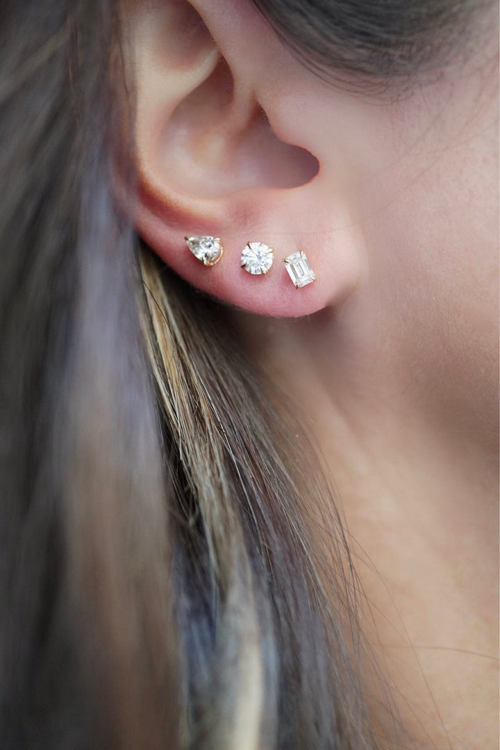 NEW Solitaire Mini Diamond Pear Studs Bayou with Love