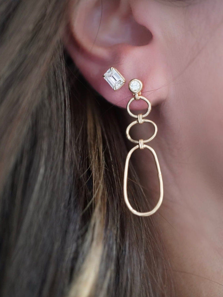 NEW Solitaire Diamond Emerald Studs Bayou with Love