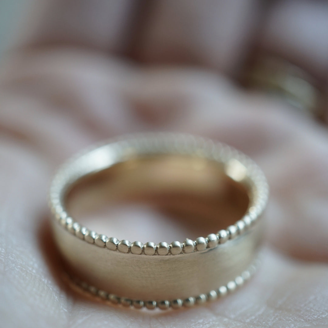 Men's Beaded Brushed Gold Band Jewelry Bayou with Love