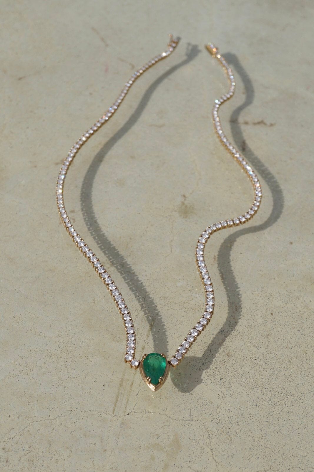 Pear Emerald + Diamond Collar Necklace Jewelry Bayou with Love