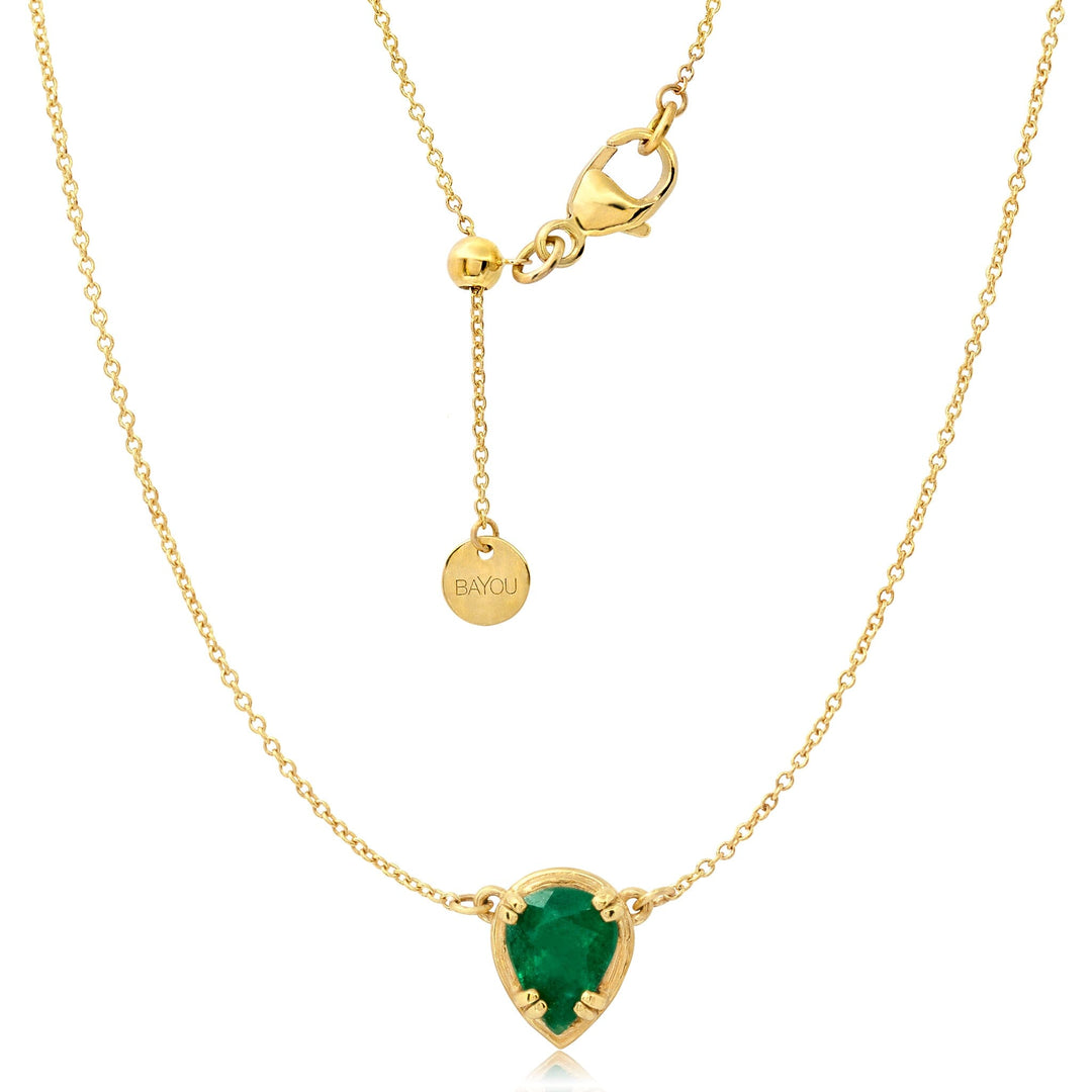 NEW Pear Emerald Rattan Necklace Jewelry Bayou with Love