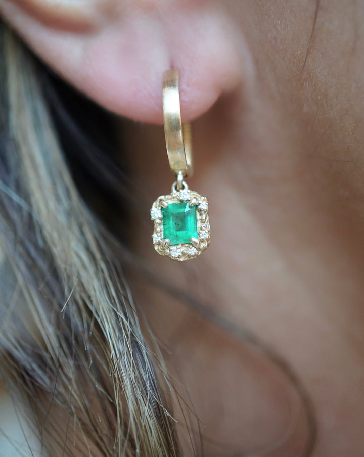 Diamond Emerald Water Huggies Jewelry Bayou with Love