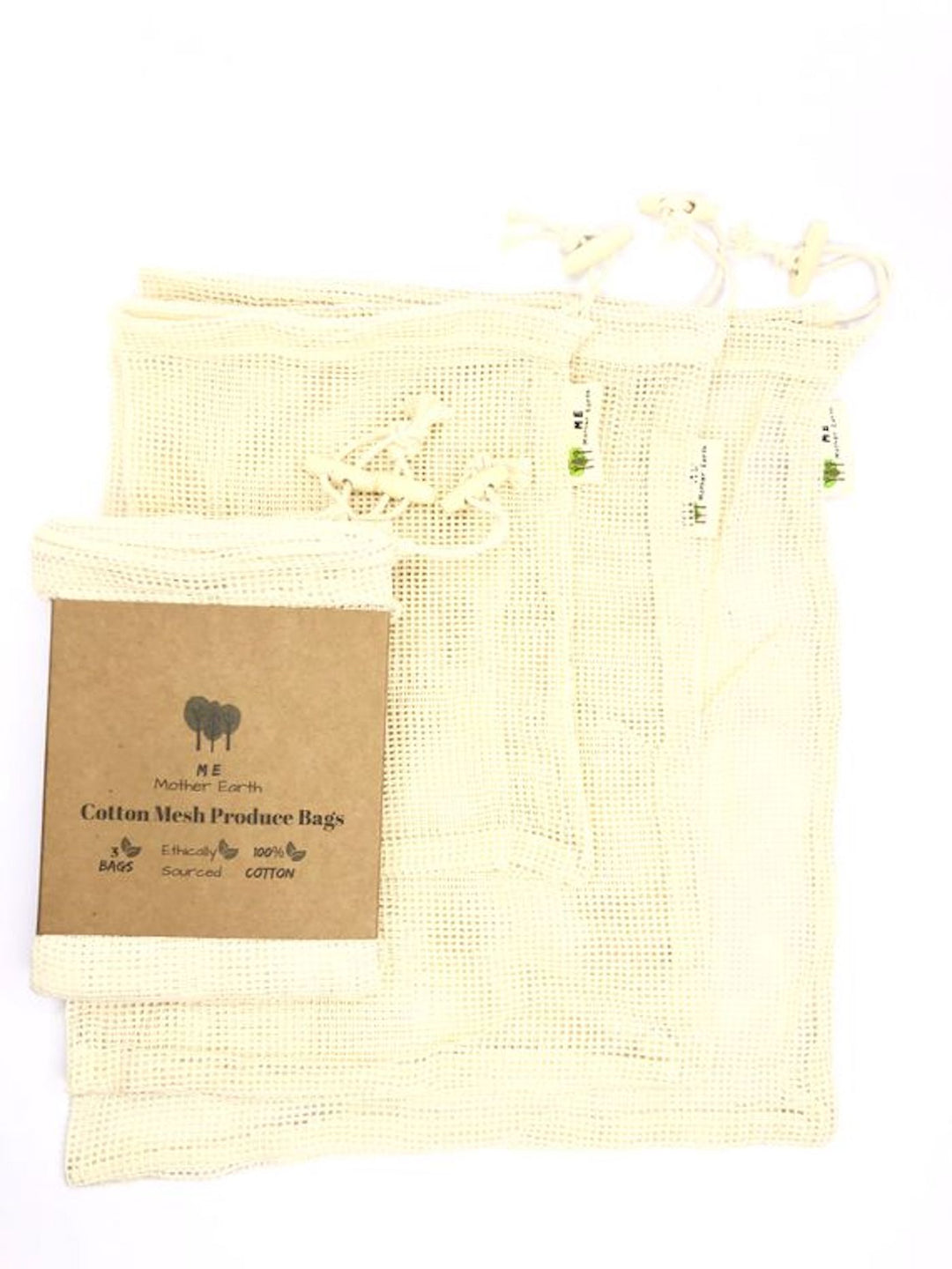 Reusable Cotton Produce Bags- 3PK Home Me Mother Earth
