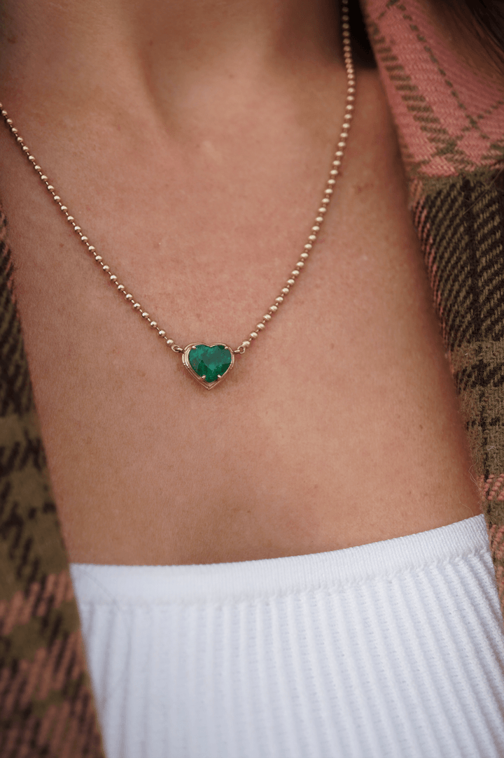 Emerald Heart Beaded Necklace Jewelry Bayou with Love