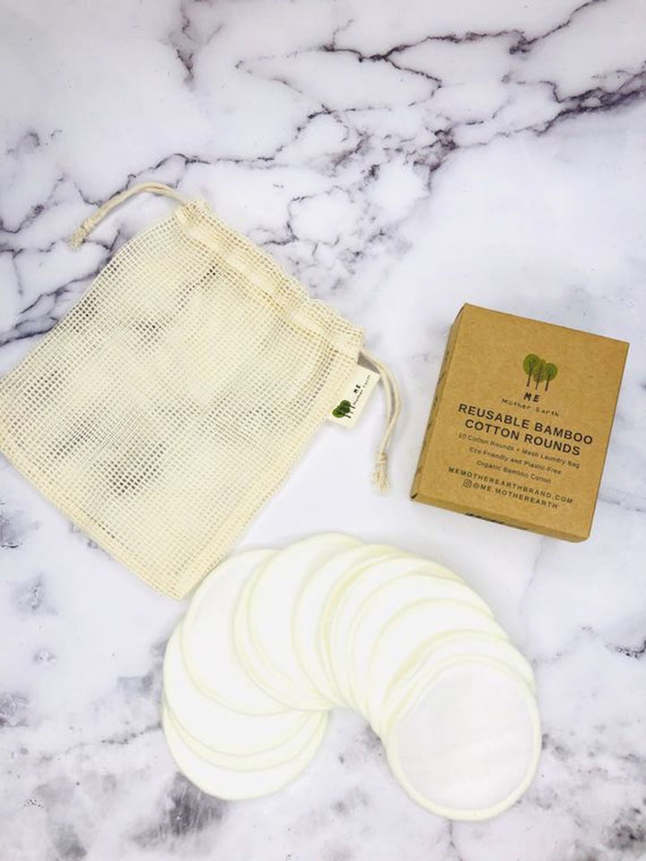 Bamboo cotton rounds 10 Pack with Mesh Cotton Laundry Bag Beauty Me Mother Earth
