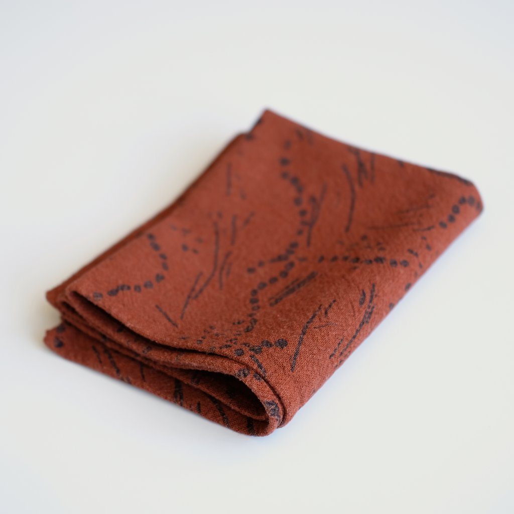 TEA TOWELS Home Jenny Pennywood DRAPE - MIDNIGHT- BURNT SIENNA
