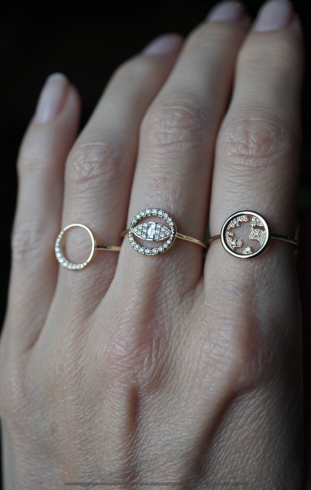 Diamond Crescent Moon Ring Bayou with Love