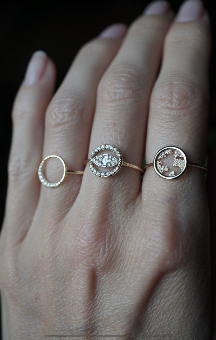 Diamond Crescent Moon Ring Bayou with Love