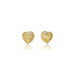 Mini Diamond Heart Shell Studs Jewelry Bayou with Love 