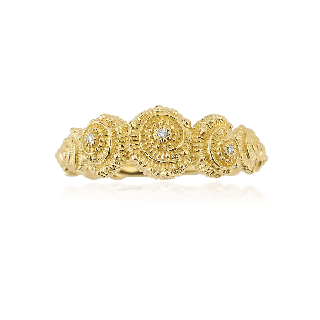 The Diamond Textured Shell Band Bridal Jewelry Bayou with Love