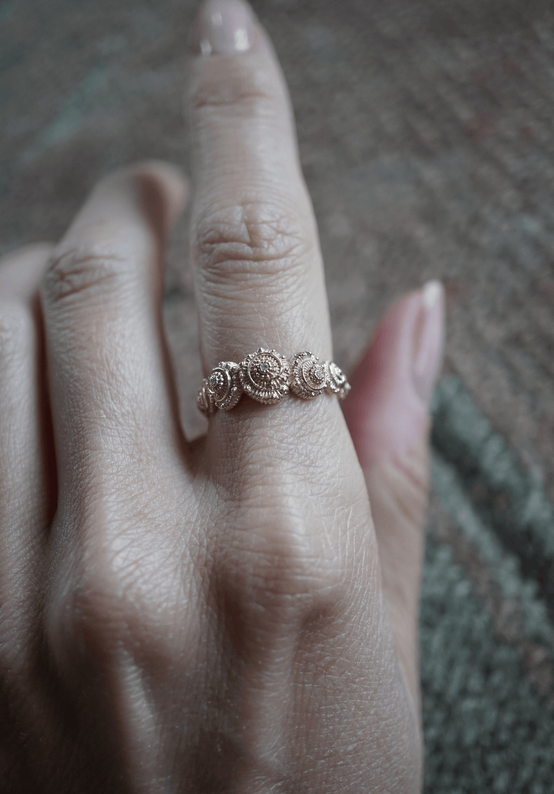 The Diamond Shell Band Bridal Jewelry Bayou with Love