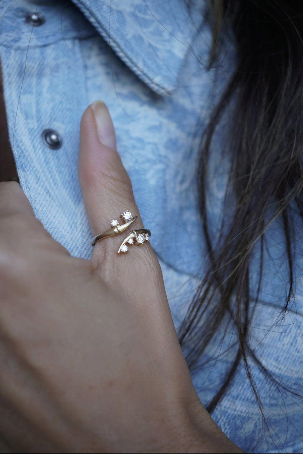Mini Diamond Moon Ring Bayou with Love