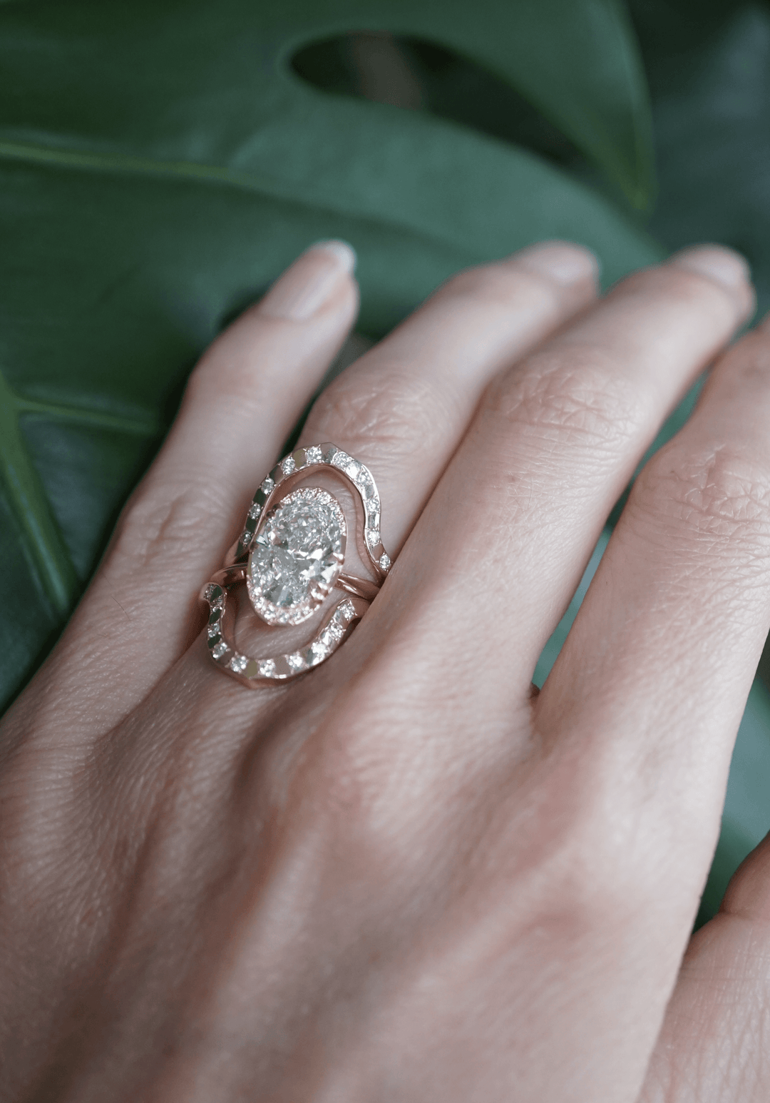 Diamond Oval Lunar Engagement Ring Bridal Jewelry Bayou with Love
