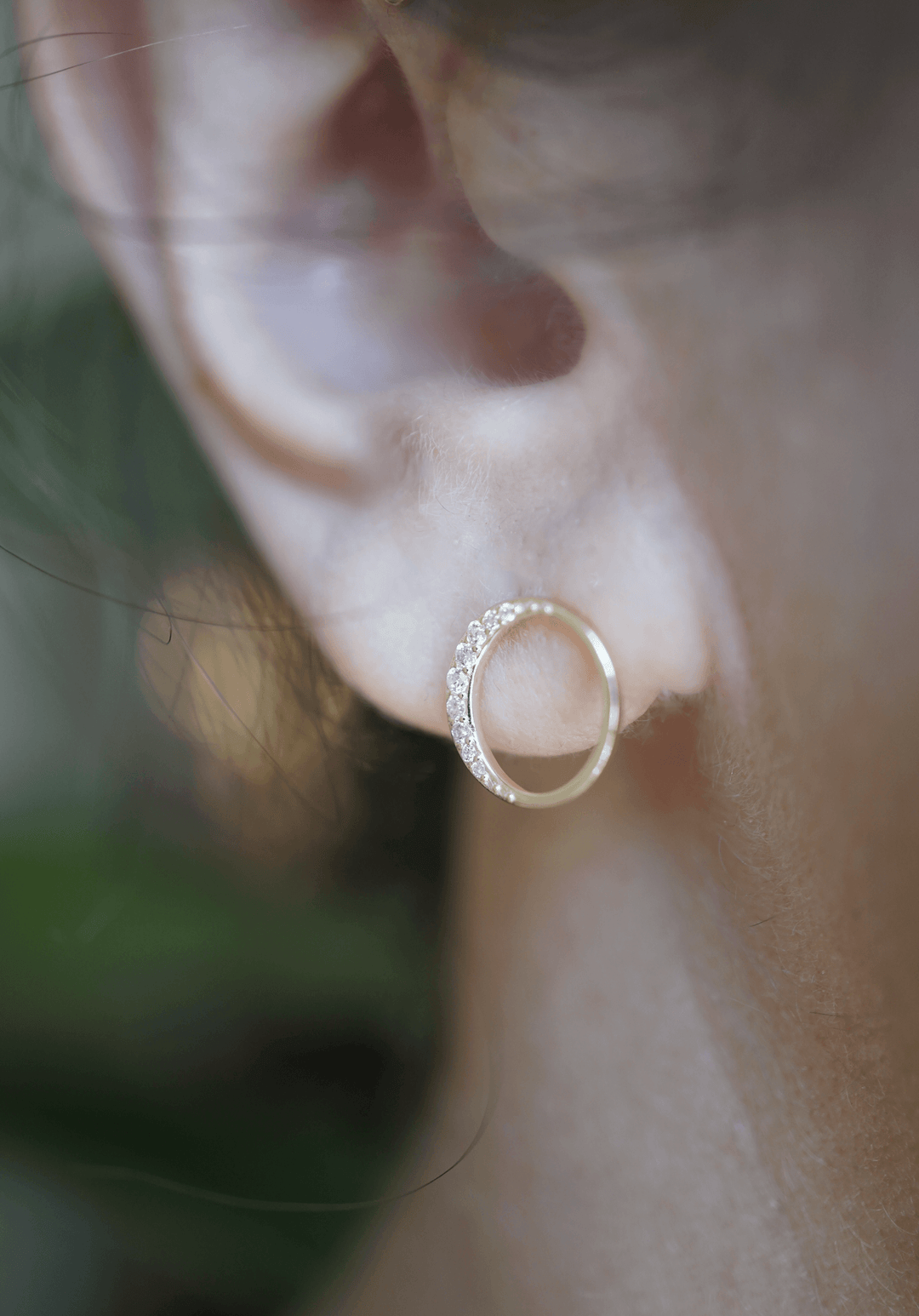 Diamond Crescent Moon Studs Bayou with Love