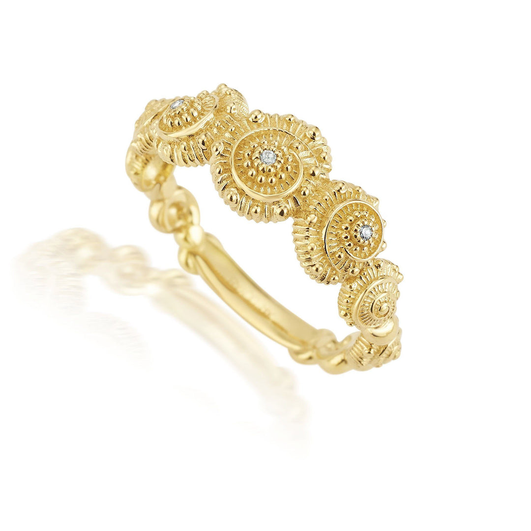 The Diamond Textured Shell Band Bridal Jewelry Bayou with Love