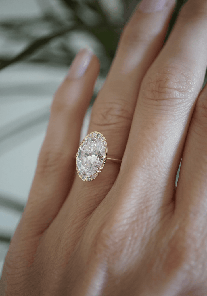 Diamond Oval Lunar Engagement Ring Bridal Jewelry Bayou with Love
