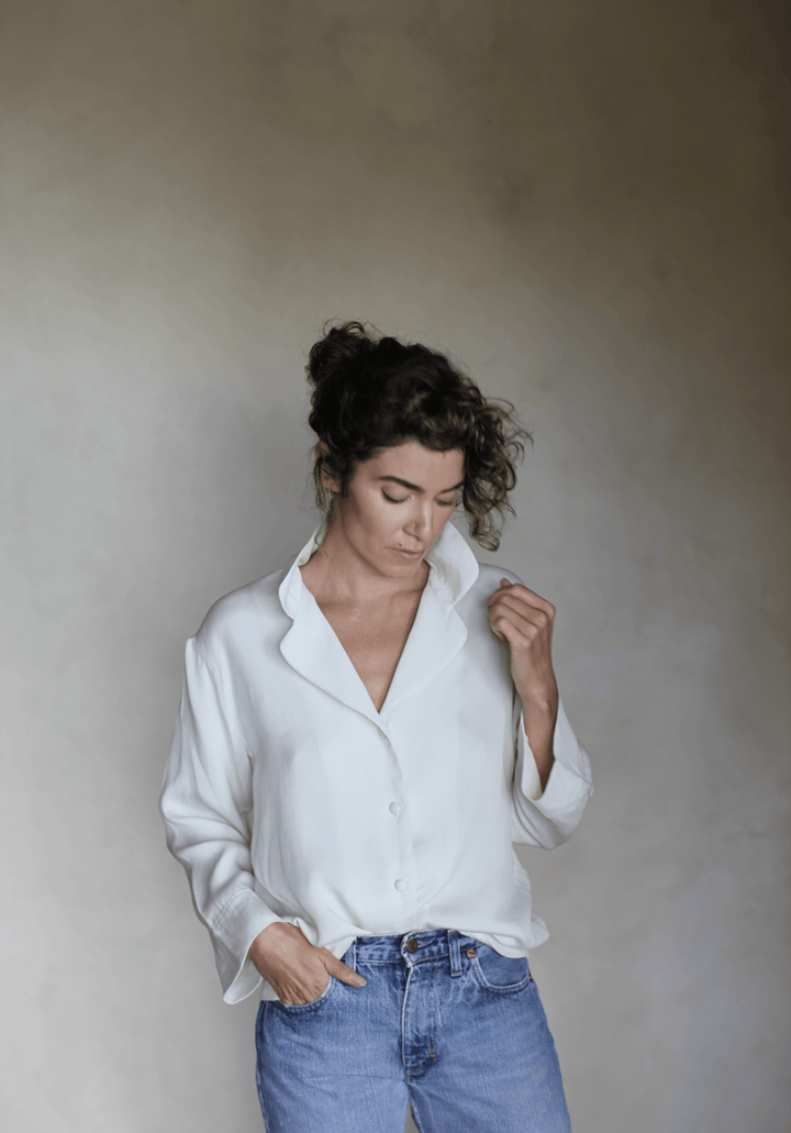 Cream Cupro Tencel Top Apparel Bayou with Love
