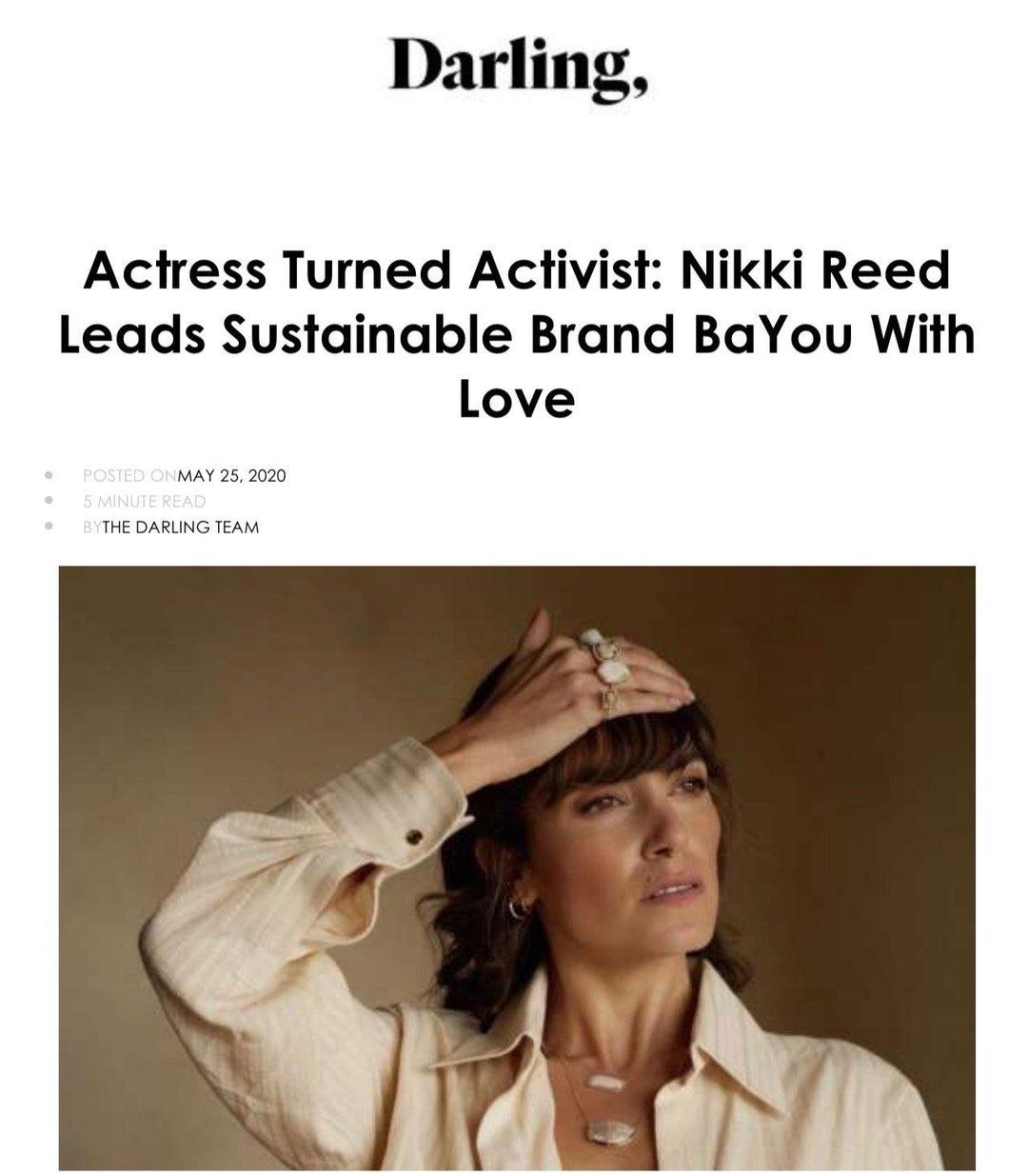 Darling | Actress turned Activist: Nikki Reed leads sustainable brand Bayou with Love